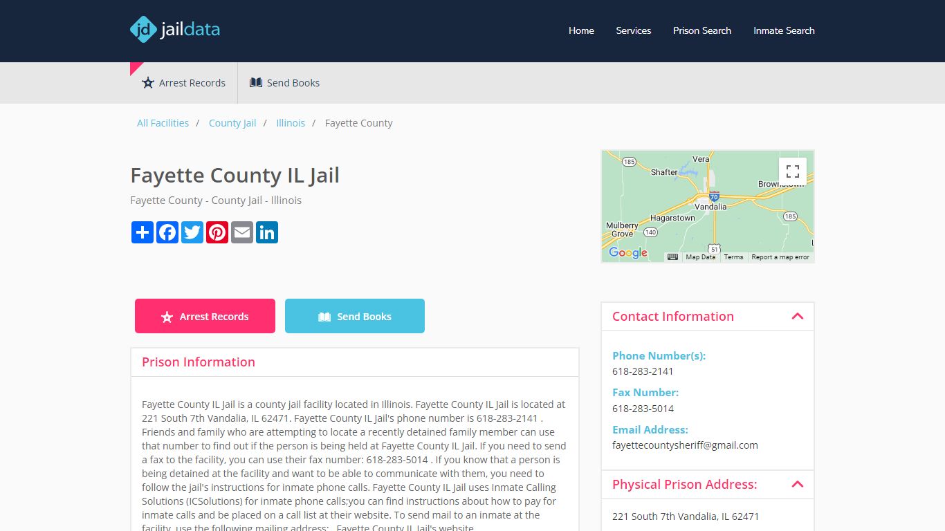 Fayette County IL Jail Inmate Search and Prisoner Info - Vandalia, IL